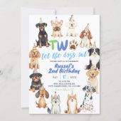 Hunde zweiter Geburtstag Einladung (Vorderseite)