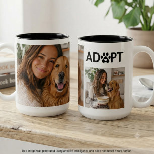 Hundeadoption-Fotocollage Zweifarbige Tasse