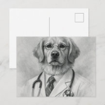 Hundearzt-Portrait Veterinärrpostkarte