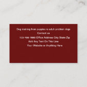 Hundeausbilder und Beobachtungszentrum Visitenkarte (Rückseite)