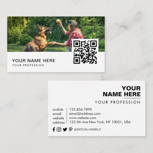 Hundeausbilder Visitenkarten QR Code Visitenkarte (Vorne/Hinten)