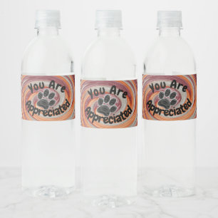 Hundeausführer Groovy Pfotenabdruck Bunter Haustie Wasserflaschenetikett