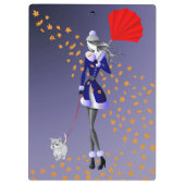 Hundeausführer Herbstblätter Blau Klemmbrett (Rückseite)