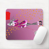 Hundeausführer Herbstblätter Rosa Mousepad (Mit Mouse)