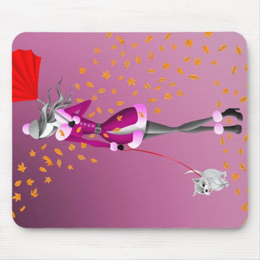 Hundeausführer Herbstblätter Rosa Mousepad (Vorne)