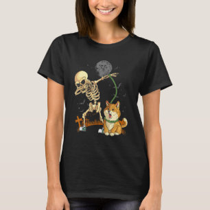 Hundeausführer Skelett Corgi Hunde Spaziergang T-Shirt