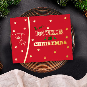 Hundeausführer Weihnachten Katze Hund Gold Feierta Folien Feiertagspostkarte