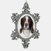 Hundeball oder Schneeflocke Schneeflocken Zinn-Ornament (Links)