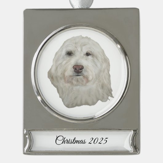 Hundebanner-Schmuck Banner-Ornament Silber (Vorderseite)