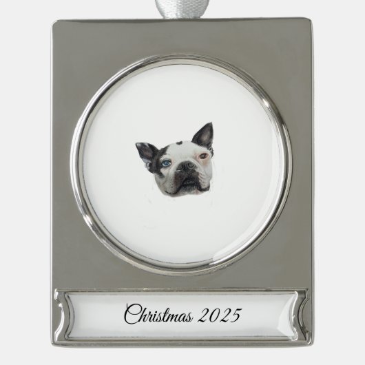 Hundebanner-Schmuck Banner-Ornament Silber (Vorderseite)
