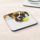 Hundebeißender Tennisball Getränkeuntersetzer (Linke Seite)