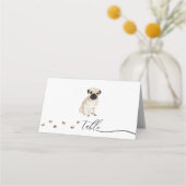 Hundebesitzer eines Mops Hochzeitsskripttisch Platzkarte (Vorderseite)