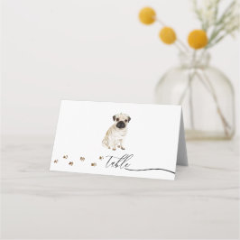 Hundebesitzer eines Mops Hochzeitsskripttisch Platzkarte