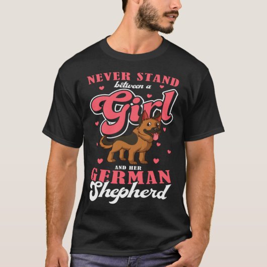 Hundebesitzer stehen nie zwischen einem Mädchen un T-Shirt (Vorderseite)