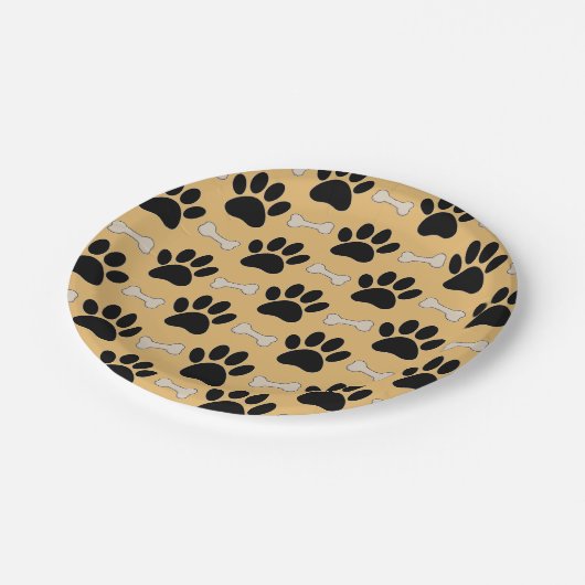 Hundebötter und Knochen Pappteller (Schrägansicht)