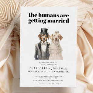 Hundebraut und Bräutigam Lustige Hochzeit Save the Date