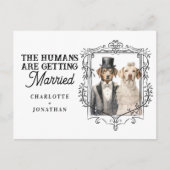 Hundebriege und lustige Hochzeit retten das Datum Postkarte (Vorderseite)