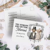 Hundebriege und lustige Hochzeit retten das Datum Postkarte