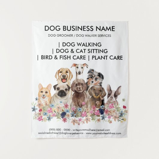 Hundebrüger Haustiersitter Canine Walker-Geschäft Wandteppich (Vorderseite)