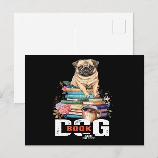 Hundebuch und Kaffee Postkarte (Vorne/Hinten)