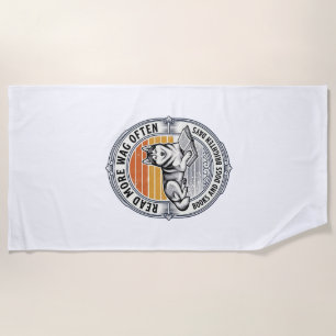 Hundebuchliebhaber-Shirt Vintage-Gravur Husky Lese Strandtuch