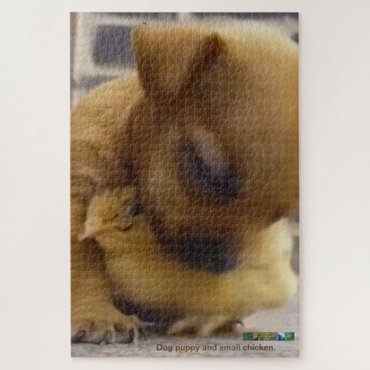 Hundebüt und kleines Hühnerpuzzle. Puzzle (Vertikal)
