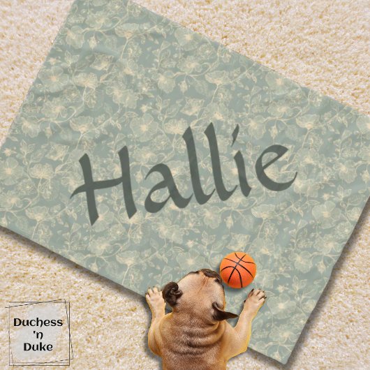 Hundedecke - Botanisch Sagegrün, Personalisiert Fleecedecke