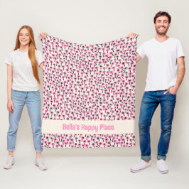 Hundedecke mit Namen Pink Flowers Fleece-Decke Fleecedecke