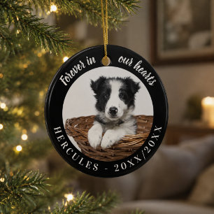 Hundedenkmal für immer in unseren Herzen Schwarz Keramik Ornament