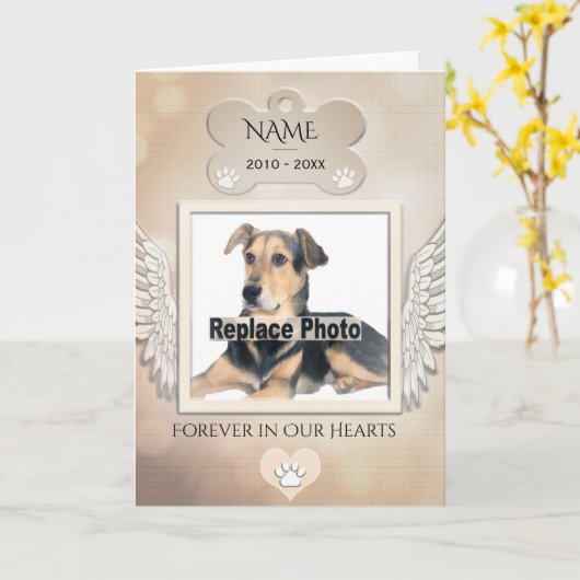 Hundedenkmal mit Regenbogen-Brücken-Gedicht Karte (Gelbe Blume)