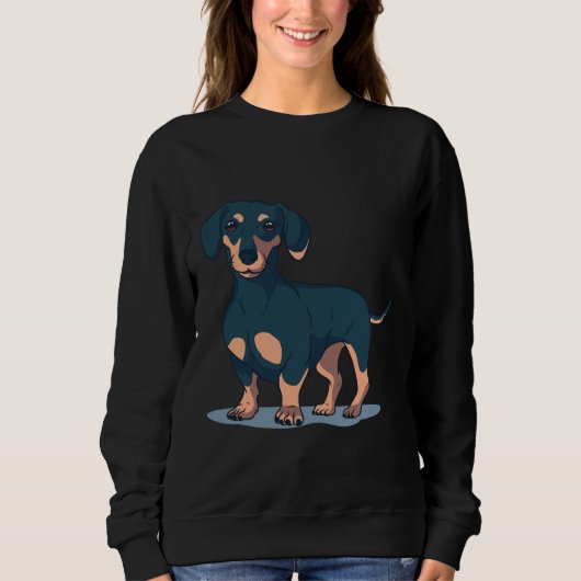 Hundedesign der Coolen Schwarzen Dackel Sweatshirt (Vorderseite)