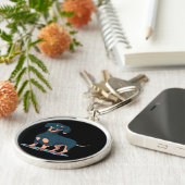 Hundedesign für coole Schwarze Dackel Schlüsselanhänger (Seite)