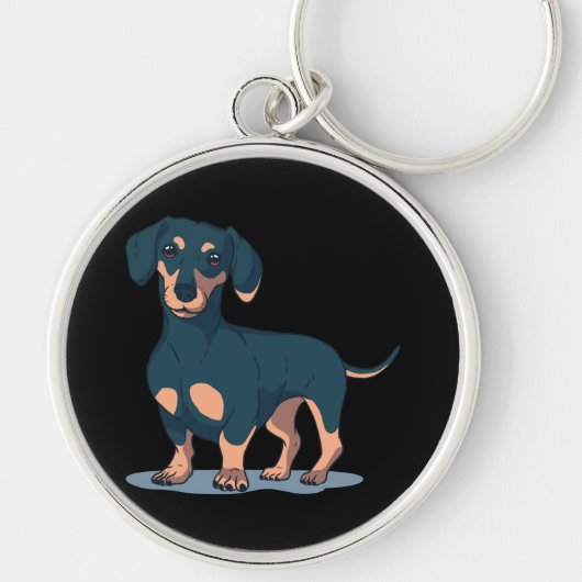 Hundedesign für coole Schwarze Dackel Schlüsselanhänger (Vorne)