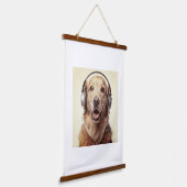 Hundedesign-Plakat mit Headset Wandteppich Mit Holzrahmen (Gewinkelt)