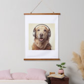 Hundedesign-Plakat mit Headset Wandteppich Mit Holzrahmen (Schlafzimmer)