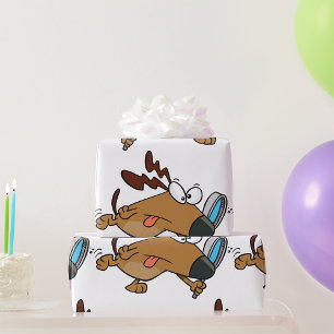Hundedetektiv mit Lupe Geschenkpapier