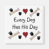 Hundedrucke und Knochen mit Sprichwort Magnet (Vorne)