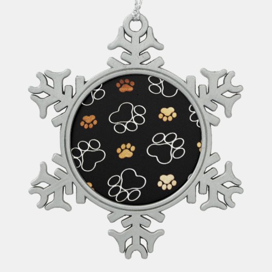 Hundedrucke Zinnschmuck Schneeflocken Zinn-Ornament (Vorderseite)