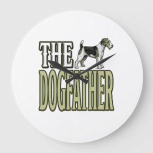 Hundefather Terrier Vintage Gravur Shirt Design_ Große Wanduhr