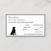 Hundefelle und Pelztierpflege Visitenkarte (Rückseite)