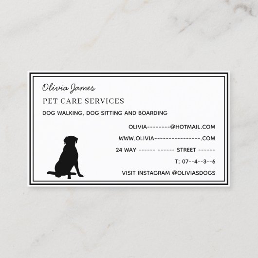 Hundefelle und Pelztierpflege Visitenkarte (Rückseite)