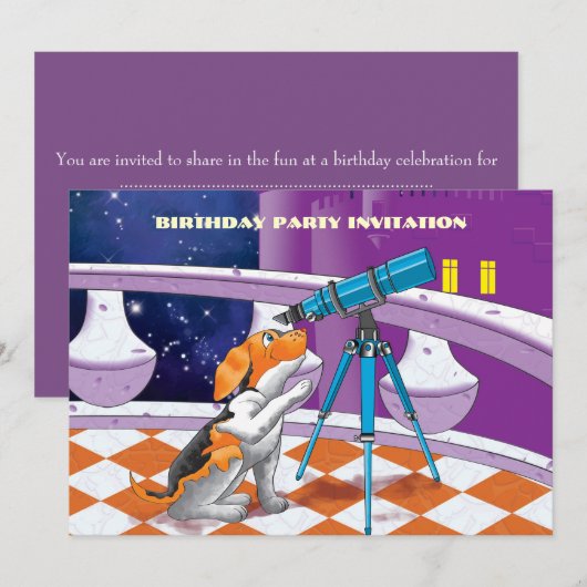 Hundefernrohr Einladung (Vorne/Hinten)