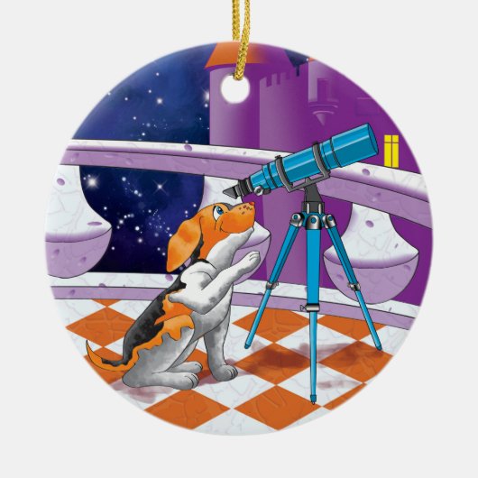 Hundefernrohr Keramik Ornament (Vorne)