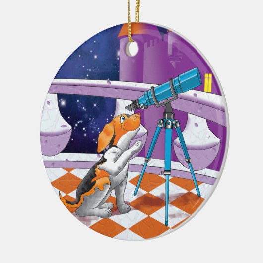 Hundefernrohr Keramik Ornament (Links)