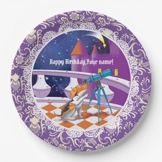 Hundefernrohr Pappteller (Vorderseite)