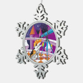 Hundefernrohr Schneeflocken Zinn-Ornament (Rechts)