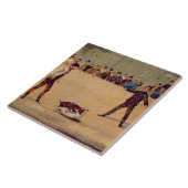 HundeFighting (Öl auf Papier) Fliese (Seite)