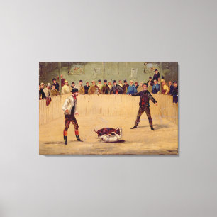 HundeFighting (Öl auf Papier) Leinwanddruck