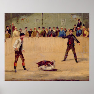 HundeFighting (Öl auf Papier) Poster