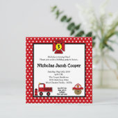 Hundefiretruck-Geburtstags-Party Einladung des (Stehend Vorderseite)